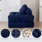 MAXYOYO Folding Sofa Bed, Convertible Chair with Pillow Foldable with Back Support, Portable Fold Out Chair Bed Comfy Floor Sofa Lounge for Living Room Bedroom, Navy, Single
