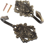 2Pcs Curtain Tiebacks Hook Vintage Bronze Rose Pattern Carved Wall Hooks Key Hook Clothes Hanger Bathroom Bedroom Multi-Function Decorative Hook with Screws