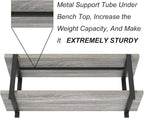 FOLUBAN Entryway Bench, Vintage Wood and Metal Shoe Bench for Hallway Front Door Entrance, Farmhouse Indoor Shoe Storage Bench Seat for Bedroom, Living Room, Light Grey, 47 Inch