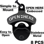 8PCS Bottle Opener Wall Mount Rustproof Black Screw in Wall Beer Cap Opener for DIY Handicrafts