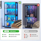 BROTTAR Display Cabinet with Glass Doors, 4-Tier Curio Cabinet with 3 Color