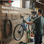 Pack 13 Garage Hooks Heavy Duty | Multi-Sized Wall-Mounted Tool Hangers with Anti-Rust PVC Coating | Heavy Duty Wall Hooks for Bikes, Ladders, Garden Tools, and More with Garage Wall Organizer