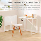 4NM 31.5" Small Folding Desk, Foldable Computer Home Office Desk, Study Writing Table for Small Space Saving Bedroom, Easy Assembly - All White