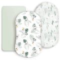 GRSSDER Stretch Ultra Soft Fitted Bassinet Sheets 3 Pack, Universal Fit for Bassinets Baby Cradle Moses Basket Oval Rectangle Mattress Safe and Snug, Stylish Watercolor Animals for Baby, Mint Green