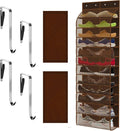 Kotkn Over The Door Shoe Organizer with 12 Large Breathable Pockets - Durable Hanging Storage for the Entire Family's Shoes (Espresso)