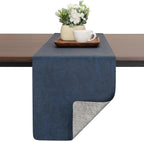 Table Runners 55 Inches Long, Dual-Sided Faux Leather Farmhouse Table Runner Waterproof Heatproof Non-Slip for Living Room Party Home Decor Holiday Decorations(Gray Blue, 12 x 55 Inch)
