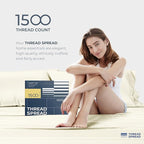 THREAD SPREAD 100% Egyptian Cotton King Size Sheets Set - Luxury 1500 Thread Count Egyptian Cotton Sheets King Size, 17" Deep Pocket, Soft, Cooling Sateen Weave Hotel Quality Bedding Set - Ivory
