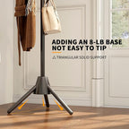 Heavy Duty Anti-Tip Coat Rack with 8LB Stable Weighted Base, [80LB Load Tested] Metal Standing Tree with 8 Hooks, 3-Height Adjustable Space Saving Clothes Organizer for Entryway, Bedroom, Office