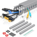 Open Slot Wire Duct Kit, 62.8"(4 x 15.7) Server Rack Cable Management, Cable Management Raceway for Hide Network HDMI VGA Cable, Wiring Raceway Cable Duct, Desk Wire Channel, 4 Pack, Grey