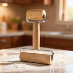 Small Wooden Rolling Pin for Dough Mini Dough Roller with Double Handles Non Stick Pizza Rolling Pin for Baking Pastry Tortilla Cookie Dumpling(H-Style)