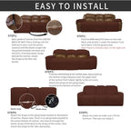Easy-Going 8 Pieces Recliner Sofa Stretch Sofa Slipcover Sofa Cover Furniture Protector Couch Soft with Elastic Bottom Kids, Spandex Jacquard Fabric Small Checks Coffee