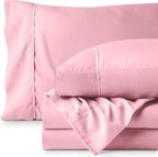 Bare Home Twin Sheet Set - 1800 Ultra-Soft Microfiber Twin Bed Sheets - Double Brushed - Deep Pockets - Easy Fit - Extra Soft - 3 Piece Set - Bedding Sheets & Pillowcases (Twin, Light Pink)