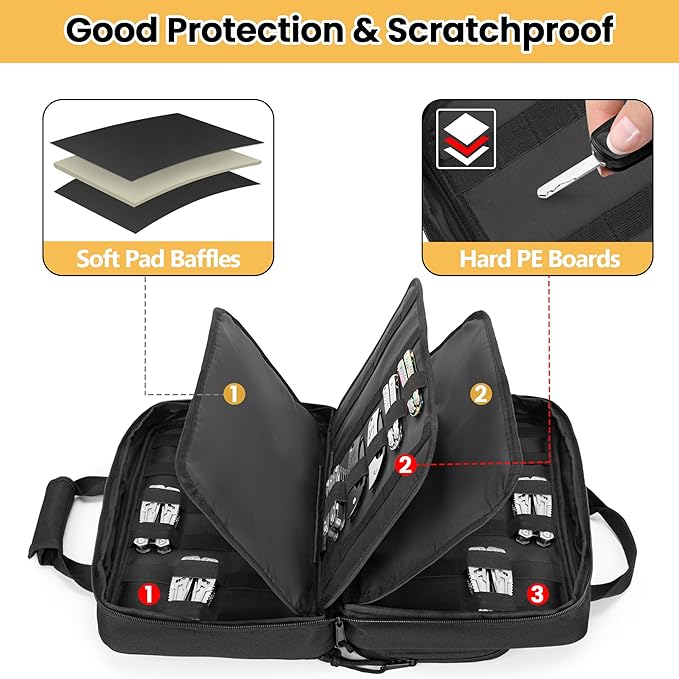 samdew Knife Display Bag for 74+ Pocket Knives, Butterfly Knife Storage Case with 3 Different Size Slots, Folding Knife Organizer Holder, Knife Collection Box with Hard PE Board, Soft Bag Only