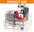 Cq acrylic Clear Make up Organizers for Vanity,Skincare Organizer With 5 Drawers for Dresser,Plastic Cute Desk Accessories Organization and Bathroom Organizers Storage Case Box for Beauty,Skin Care