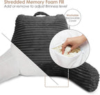 Hearth & Harbor Reading Pillow for Bed Adult – Back Pillow for Sitting in Bed, Standard Bed Pillows for Sitting Up in Bed, Foam Bed Chair Pillow, Grey Bed Rest Pillow