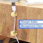 SmallCat 10 Sets Charger Holders for Cords, Gold Color Adjustable Cable Anchor Holders, Adhesive Metal Cord Clips, Cable Management Wire Organizers for Desk, Office, Nightstand