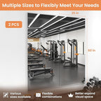 LOAAO Home Gym Mirror, 60"x25"-2 PCS Gym Mirrors for Wall, Frameless, Tempered Glass, Large Workout Mirrors for Home Gym, Dance Studio, Yoga Room, Garage Gym