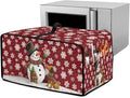 Toaster Oven Dust Cover with Storage Pockets, Protective Decorative Smart Oven Cover for for Kitchen Countertop, L, Snowman Dachshund Dog Snowflake Red Christmas Decor