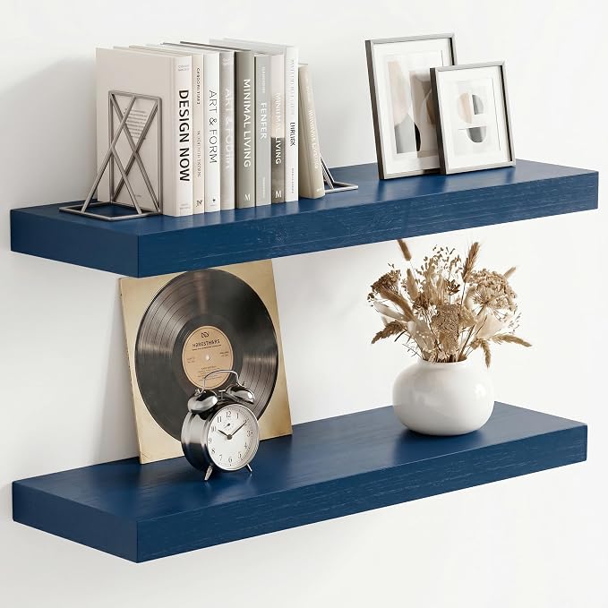 fuqing 20 Inch Floating Shelves | 6.7 Inch Deep Dark Blue Floating Shelves