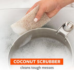 Full Circle Heavy Duty Scour Pads, Pack of 3 – Plant-Based Coconut Shell Scrubbers Made with Recycled Materials, Safe for Nonstick Cookware