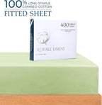 Royale Linens 400 Thread Count 100% American Grown Cotton Fitted Sheet Full Size - All Around Elastic Fitted Sheet - Luxury Sateen Weave - Snug Fit Bottom Sheet Fit Up to 16" (Full, Florentine Sage)