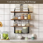 3 Tier Floating Shelf with Storage Baskets, Wall Mounted Bathroom Shelves Over