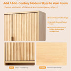 VINGLI Bathroom Wall Cabinet with Fluted Doors, Natural Oak Wall Mounted Medicine Cabinet with Adjustable Shelf, Over The Toilet Storage Cabinet for Bathroom, Kitchen & Laundry Room