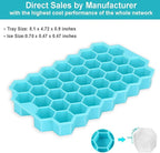 Azyh Ice Cube Trays with Lid, 2 Pack Silicone Ice Cube Trays with Lid-37 Grid, Easy-Release 74 PCS Small Ice Cubes for Iced Coffee Cocktail Whisky Chocolate Soup Food,BPA Free,Durable,Dishwasher Safe