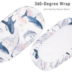 Gllquen Baby Bassinet Sheets Set 2-Pack, Breathable Cozy Bassinet Fitted Sheet Universal Fit Standard Mattress Oval Rectangle Cradle Baby Sheets for Baby Boy Girls Unisex 32"x16" (Sea Turtle)