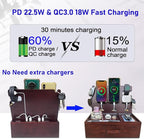 Nightstand Organizer with Drawer Built in 4 USB Charger, Wood Phone Docking Station with Dual Phone Charging Station for Apple Android Phones Anniversary Birthday Gifts for Men Dad Hunsband Mom