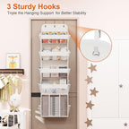 OneDream 5-Tier Over the Door Organizer with Removable Storage Caddy, Baby Clothes Organizer for Nursery, Hanging Behind Door Storage with Clear Pockets and Side Mesh Compartments, Beige