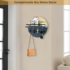 dreampossible Key Holder for Wall Decorative with Shelf and Hooks, Mail Organizer Wall Mount with Sunglasses Holder, Circular Design Entryway Key Rack Hanger, Rustic Home Decor
