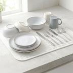 MicoYang Silicone Dish Drying Mat for Multiple Usage,Easy clean,Eco-friendly,Heat-resistant Silicone Mat for Kitchen Counter or Sink,Refrigerator or Drawer Liner White XL 18 inches x 16 inches