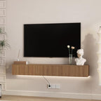 KEIKI 65" Floating TV Stand Wall Mounted with 16 Color LEDs & Power Outlets for TVs Up to 70 Inch, Wooden Media Console Entertainment Center Television Table Cabinet for Living Room, Bedroom