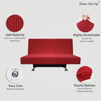 Easy-Going Stretch Futon Slipcover Armless Futon Bed Cover Furniture Protector Without Armrests with Elastic Bottom for Kids, Soft Jacquard Fabric Small Checks (Medium, Christmas Red)