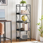 HOOBRO Bookshelf, 5-Tier Industrial Bookcase, Book Shelf Storage Organizer