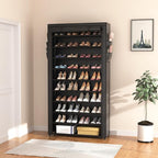 ROJASOP 10 Tier Shoe Rack with Covers, Large Capacity Stackable Tall Shoe Shelf