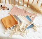 Cotton Baby Bedside Hanging Storage Bag,2 Pockets Organizer for Baby Cribs and Toys (Oatmeal)
