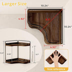 2-Tier Corner Bathroom Counter Organizer with Embedded Screw Holes, Secure & Stable Wood Vanity Shelf for Makeup and Skincare Essentials - Space Saving Bathroom Countertop Storage, Dark Brown