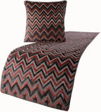 The HomeCentric Grey Bed Runner Without Pillow Cover, Queen Size 74"x18" Decorative Bed Runner, Peach & Grey Velvet Bed Scarf in Bead Embroidery - Blushed Chevron