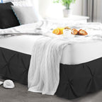 Nestl Pinch Pleat Twin Bed Skirt - 14" Drop, Premium Microfiber Black Bedskirt