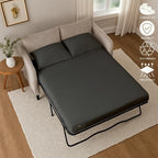 Sleeper Sofa 4 Piece Bed Sheet Set Premium Quality 100% Cotton 500 Thread Count, Smooth & Super Soft Sateen Weave, Extra Soft Bed Sheets, Wrinkle Free, 4 Inch Deep Pocket (Full, Dark Grey)