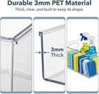 MOONEDGE 10 Pack Clear Plastic Storage Organizer Bins – 4 Large & 6 Deep Narrow, Nestable Space-Saving Storage Containers for Under Sink, Bathroom, Kitchen, Pantry & Cabinet Organization