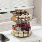 LAMU 2Pack 2 Tier Lazy Susan Organizer 12 inch Large Lazy Susan Turntable Rotating Spice Rack Organization for Cabinet, Kitchen, Pantry, Countertop, Bathroom, Vanity, Medicine Cabinet Organizer, Grey