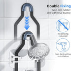 GearFusion Aluminum Shower Caddy Hanging for Handheld Showerheads Adjustable Split Shower Caddy Over the Shower Head Caddy, 2 Levels Showers Rack Organizer with Hooks, Razor Holder, Soap Holder,Black