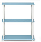 Furinno TURN-N-TUBE Storage Shelves, 3-Tier Book Shelf, Corner Shelf, Toolless Open Shelves, for Organization and Storage, Living Room, Garage, Home Office, Light Blue