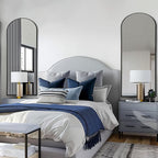 56"X18" Full Length Mirror, Black Floor Mirror with Stand Hanging or Leaning Against Wall Aluminum Alloy Frame Wall Mirror Full Length Tempered Glass for Bedroom Living Room