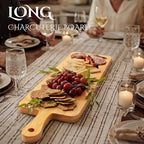 Nuenen 6 Pcs Wood Cutting Board with Handle 16.1 x 4.7 Inch Acacia Bamboo Wooden Serving Kitchen Chopping Boards for Pizza, Bread, Cheese, Charcuterie, Fruit, Vegetables(Narrow Bamboo)
