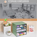 Desk Storage Organizer with 9 Drawers, 4 Tiers Stackable Desktop Craft Storage Drawers, Clear Storage Box Caddy for Stationary Makeup Jewelry Office Craft Supplies (Green)