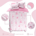 SANDJEST Ballerina Comforter Set Twin Size 68x86in for Kids Girls, Microfiber 3 Pcs Bedding Set Includes 1 Comforter, 1 Pillowcase, 1 Fitted Sheet, Nursery Room Decor
